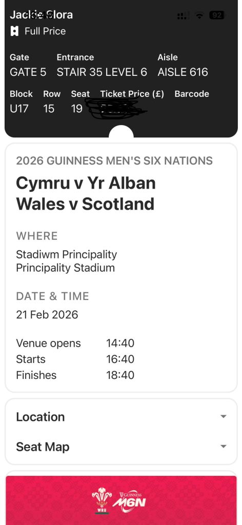 Six Nations Scotland vs Wales match tickets in Cardiff
